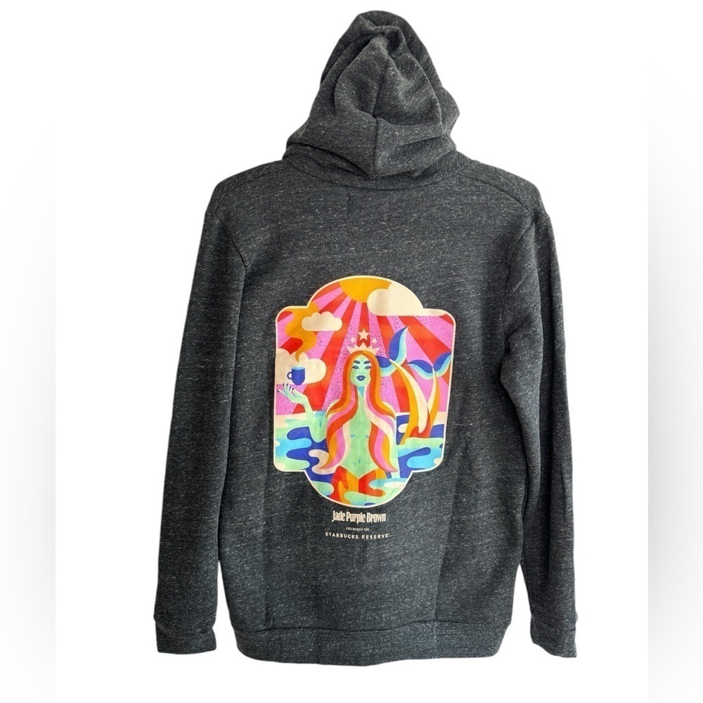 Starbucks Coffee Sweatshirt Large Hoodie Artsy Jade Purple Brown NYC Zip-up NWT